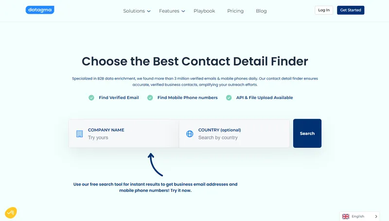 Datagma email and mobile enrichment tool